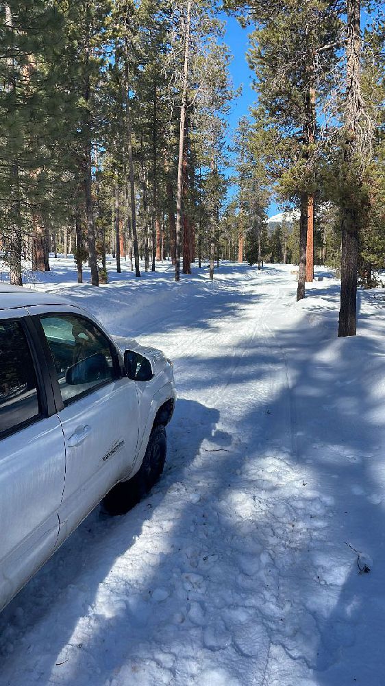 Ada's truck stuck in the snow