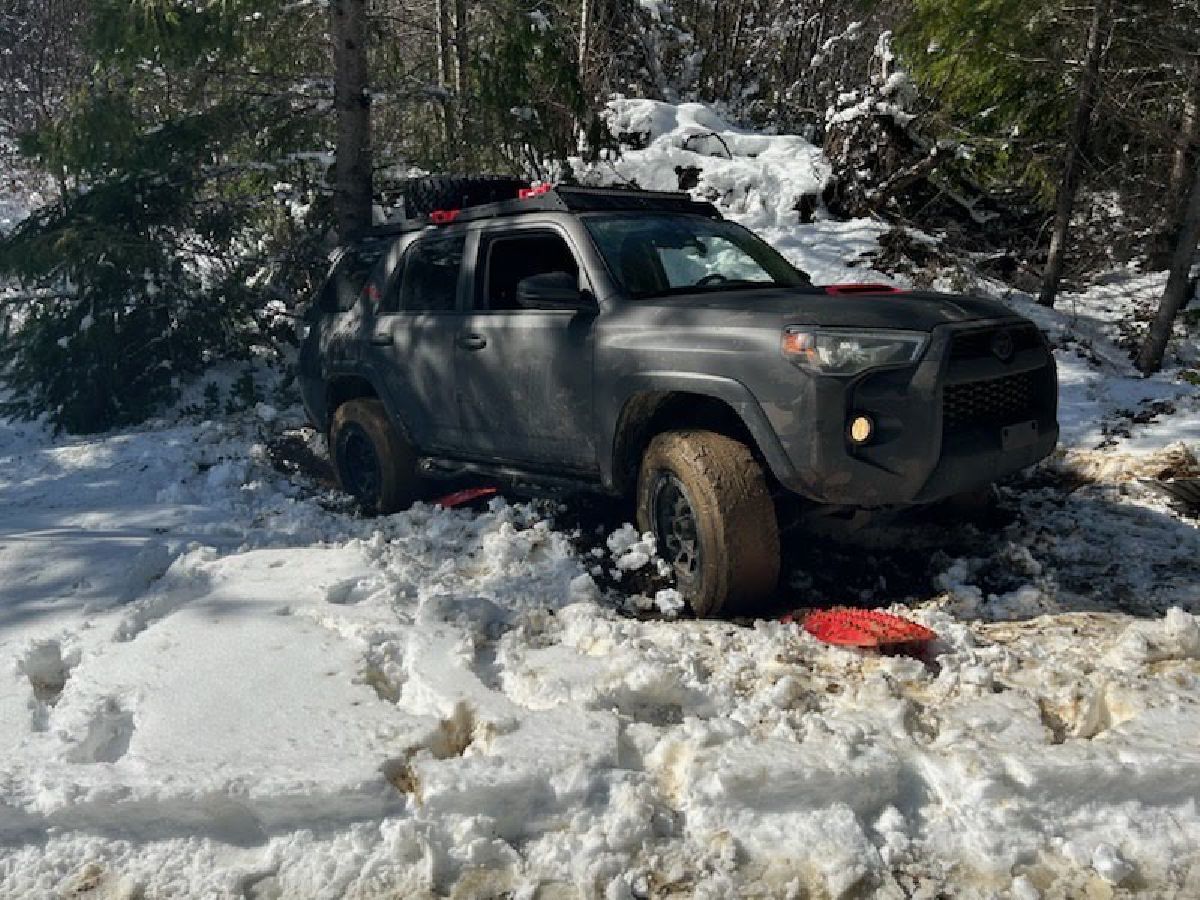 he slid off the road and his vehicle needed help trying to get back out of some deep ruts