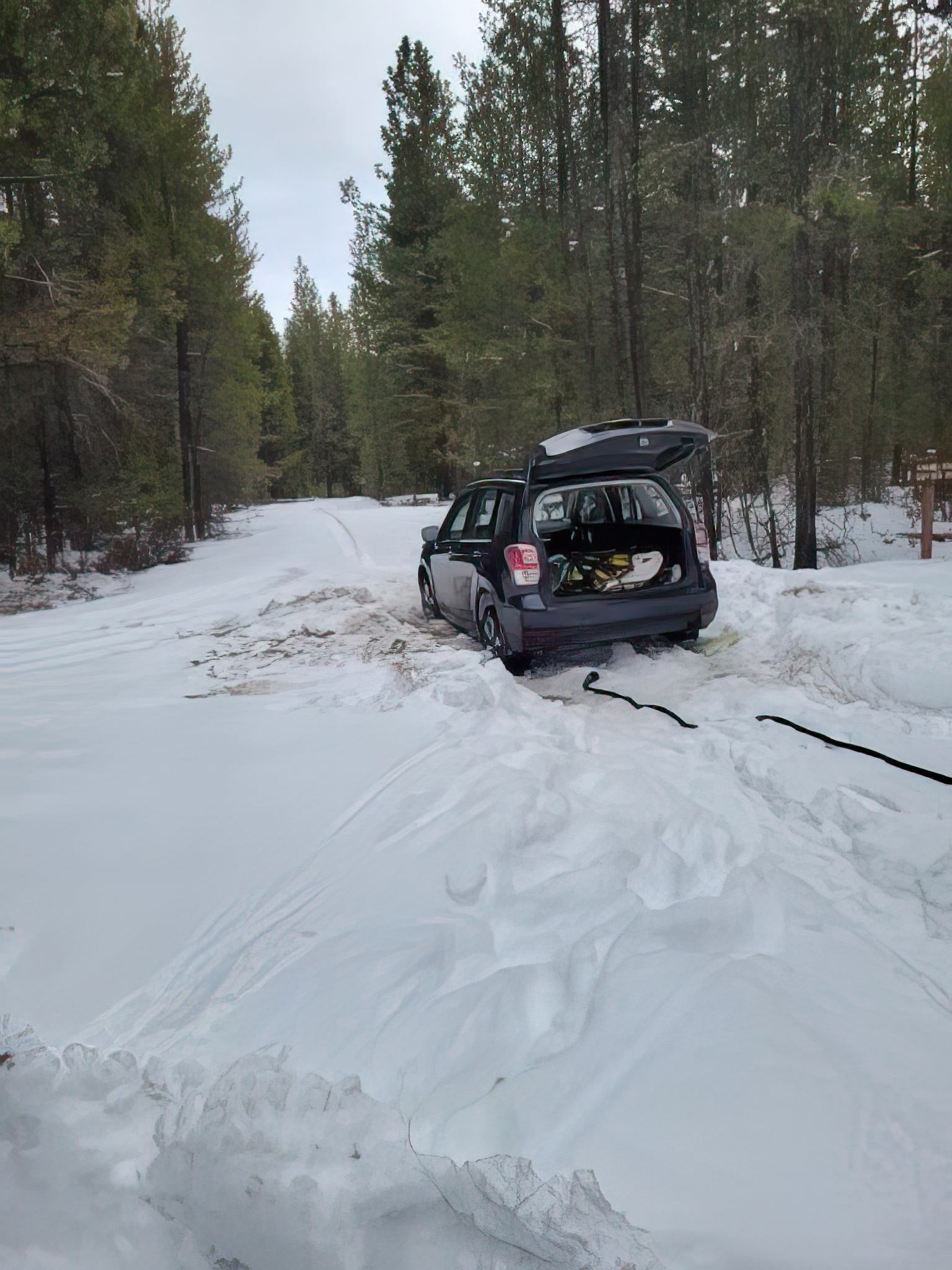 off-road recovery in the snow in Oregon