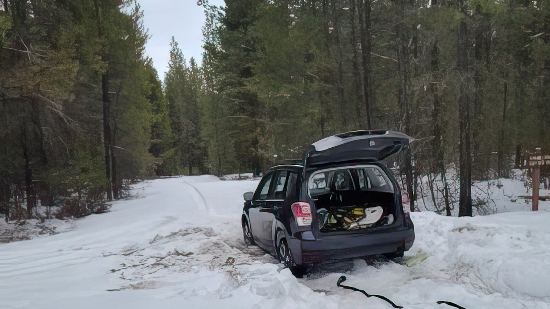 Subaru stuck in the snow