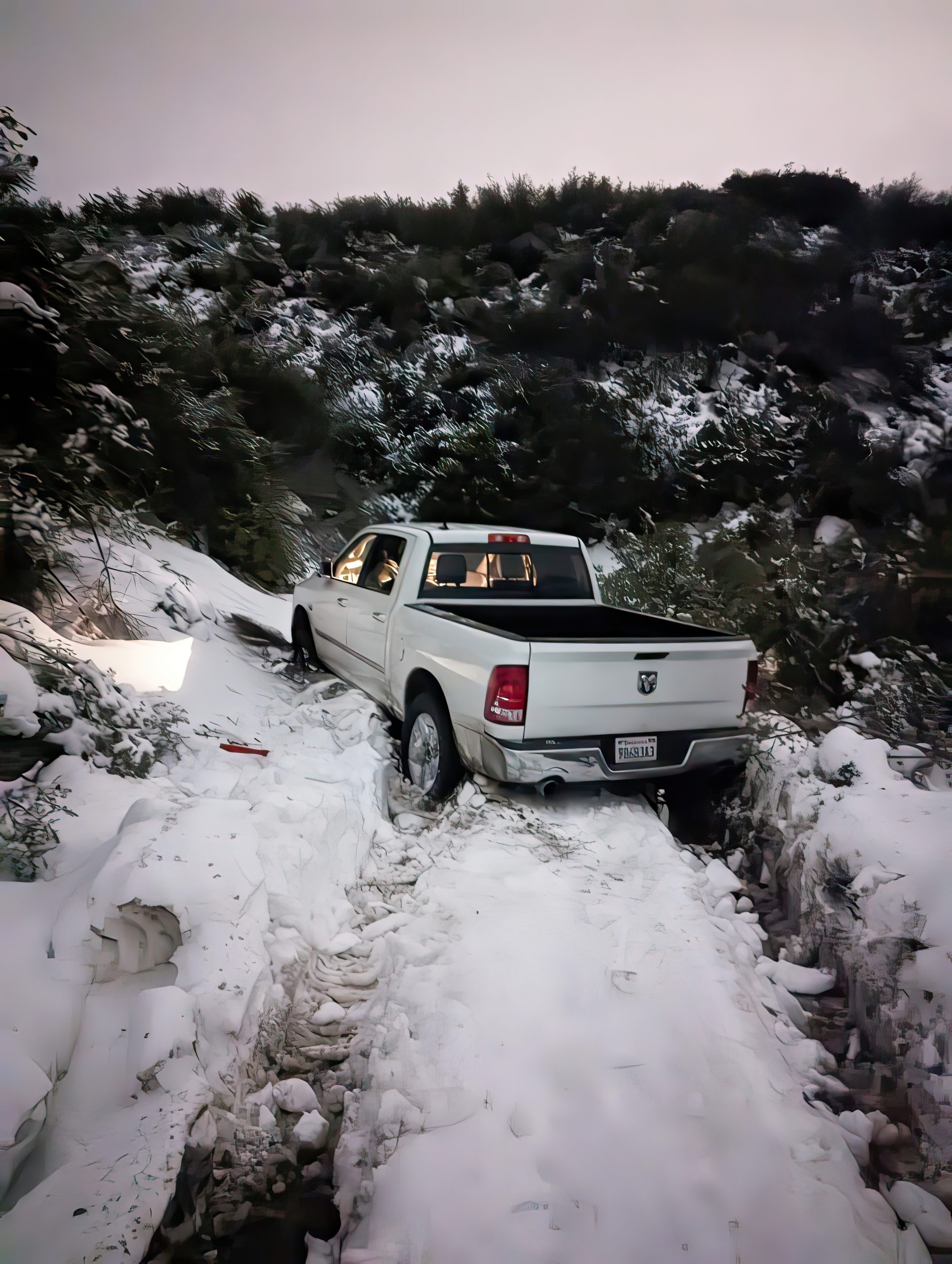 ram 1500 stuck in snow needing an off-road recovery off-road recovery california