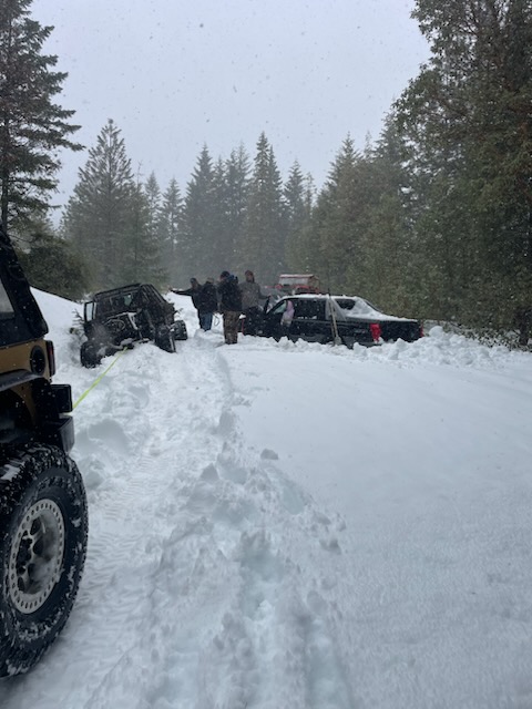 a large group of friends worked together to get the vehicle free