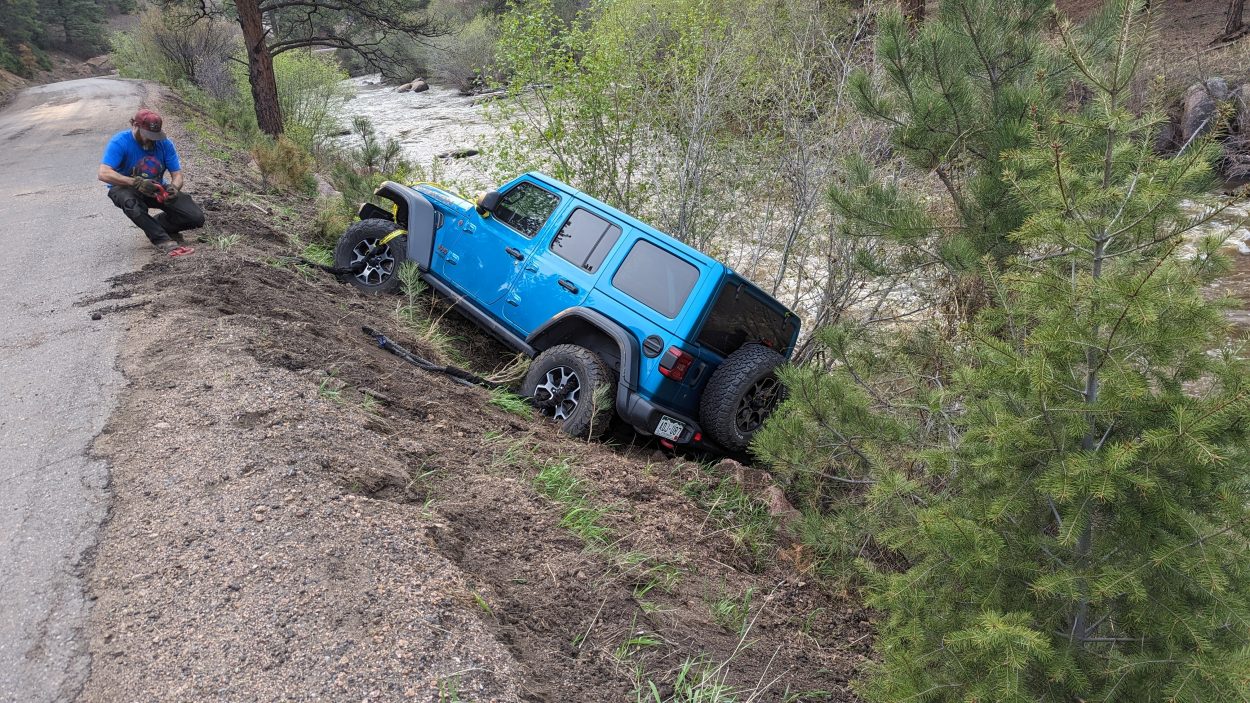 jeep JL slide off the road in colorado