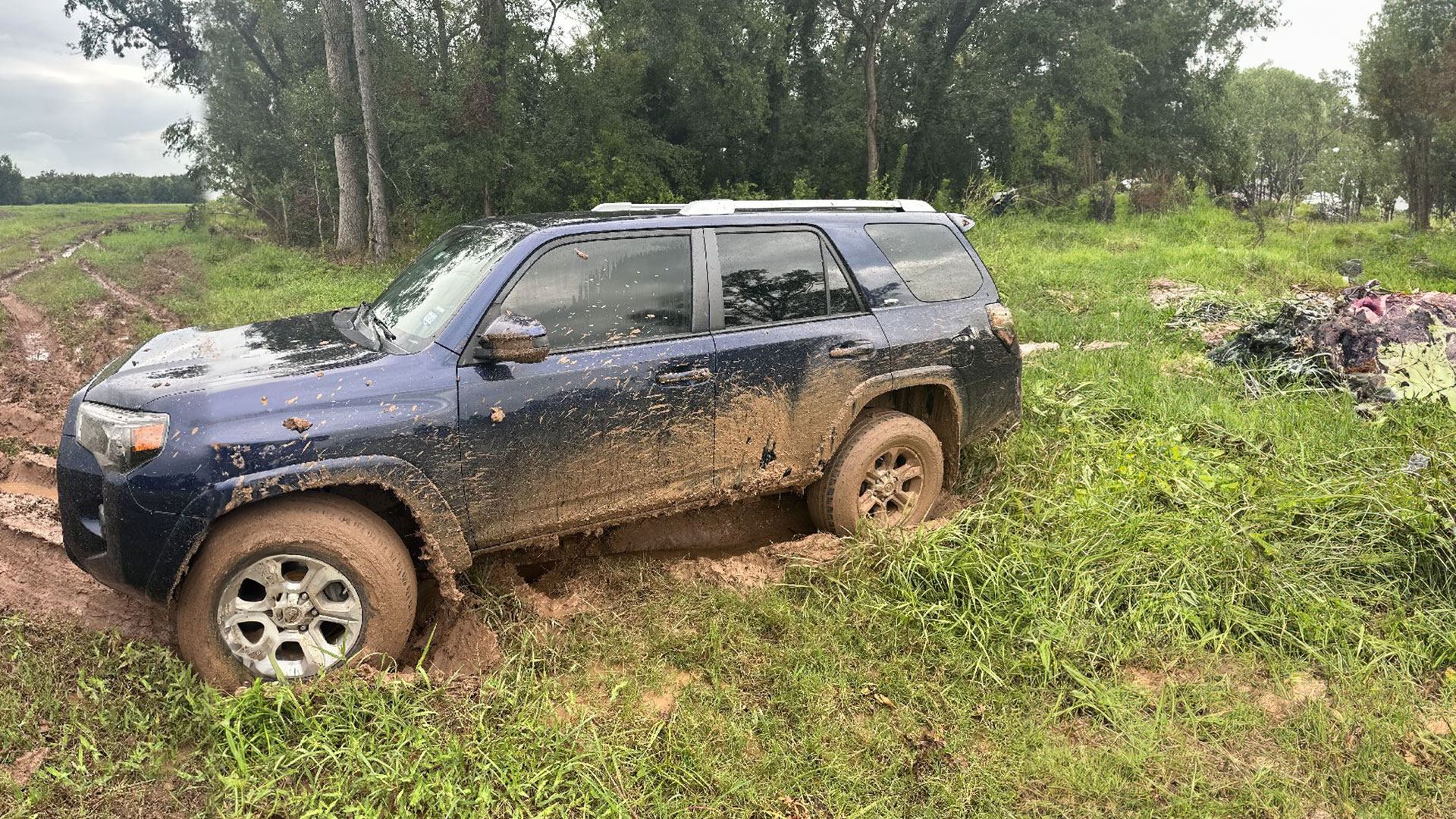 Car is slightly beached in