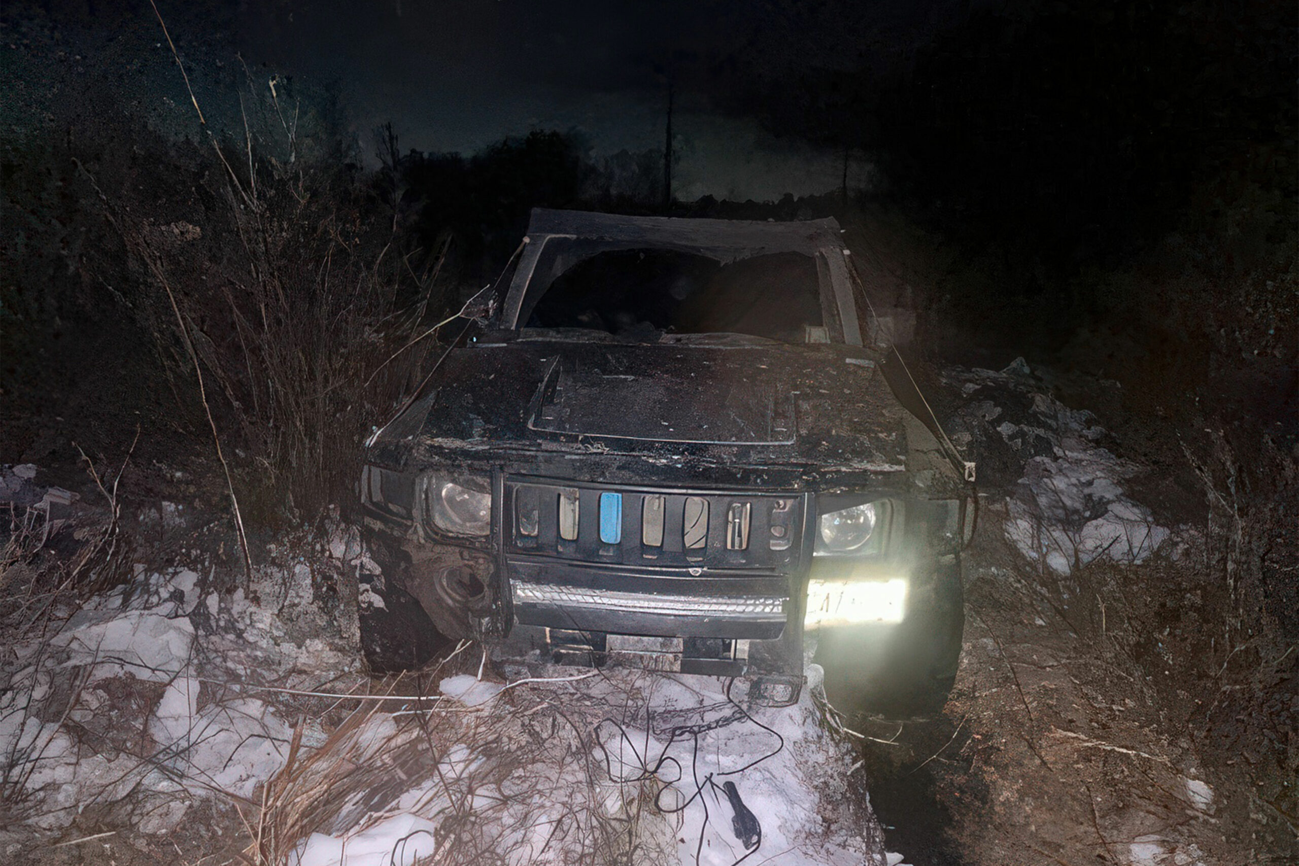 Two vehicles stuck in the snow