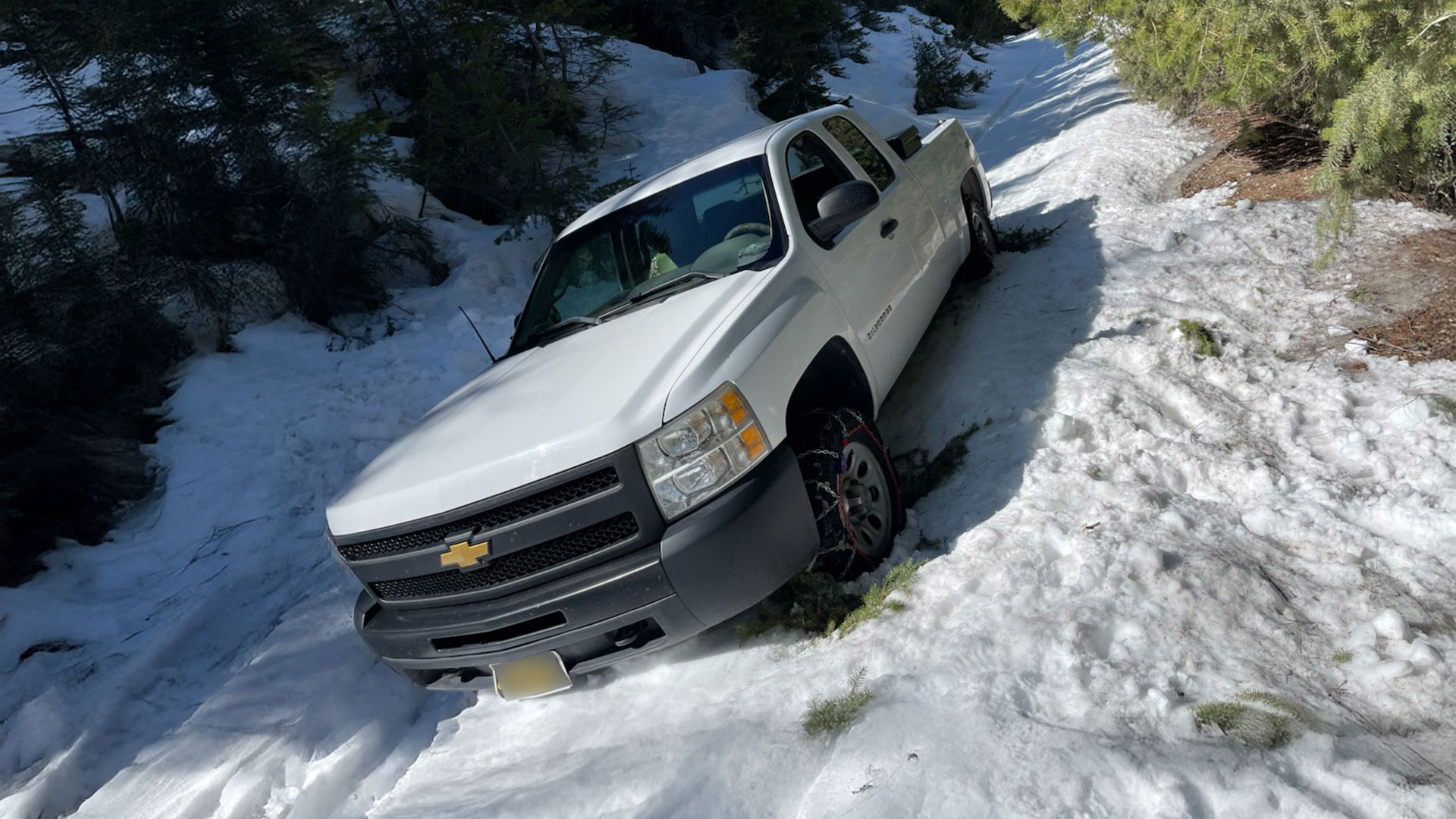 Silverado stuck in two feet of snow