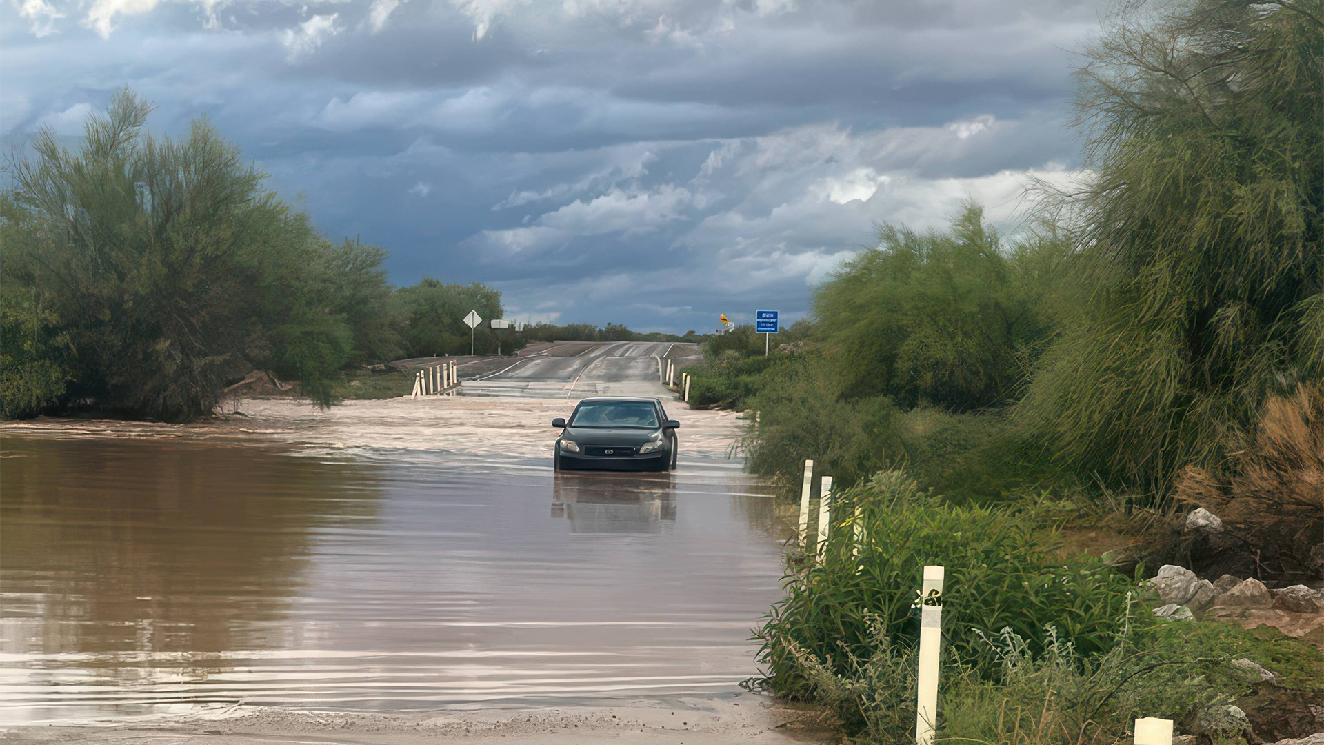 Scion stuck in a water puddle