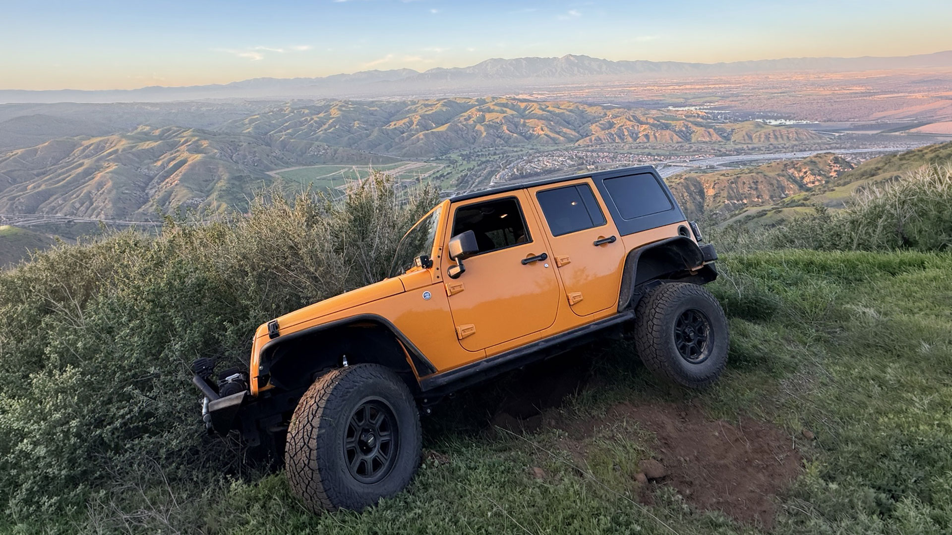 Yellow jeep about half way down