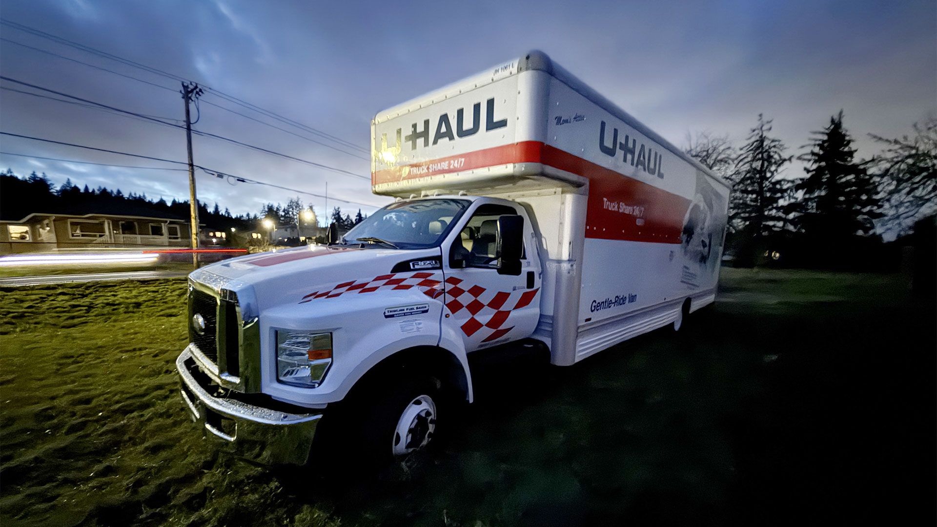 U-Haul truck – 26 footer, stuck in the mud.