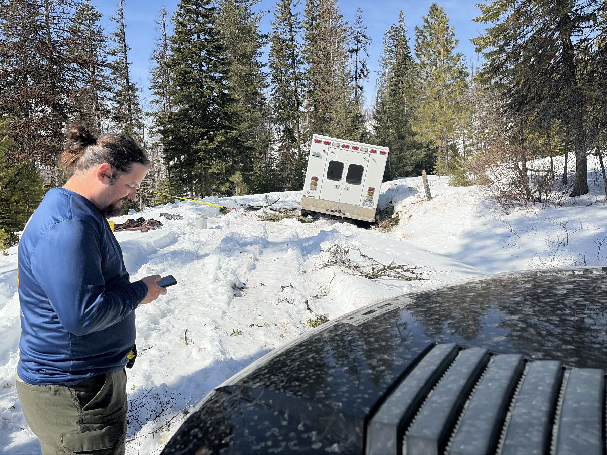 Camper conversion stuck in the snow offroad recovery in Washington