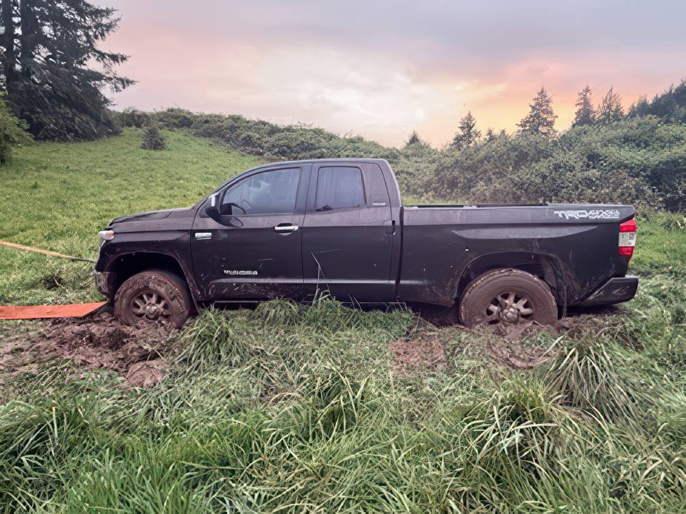 High centered stuck in mud