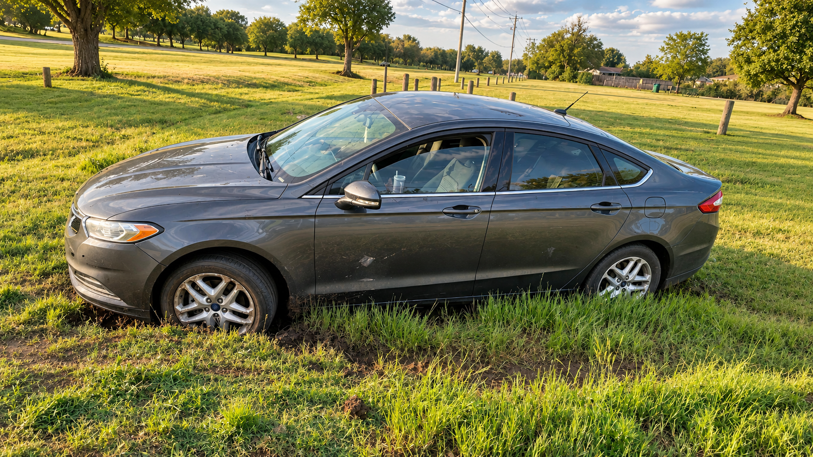 Ford Fusion stuck in mud